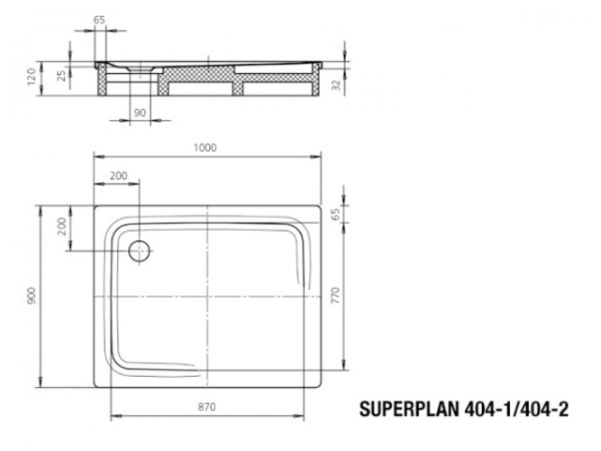 Kaldewei SUPERPLAN CLASSIC 404-1 90x100cm, 430400013001, Farbe: alpinweiß - Bild 2 von 5