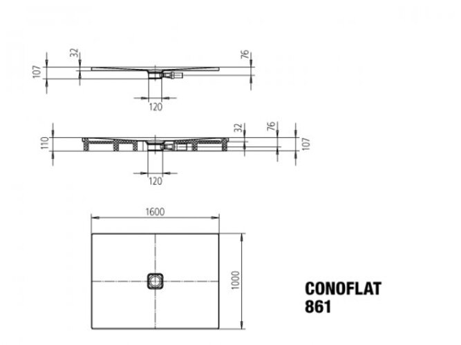 Kaldewei CONOFLAT 861-2 100x160cm mit Styroporträger, 467748043711, Farbe: - Bild 2 von 7