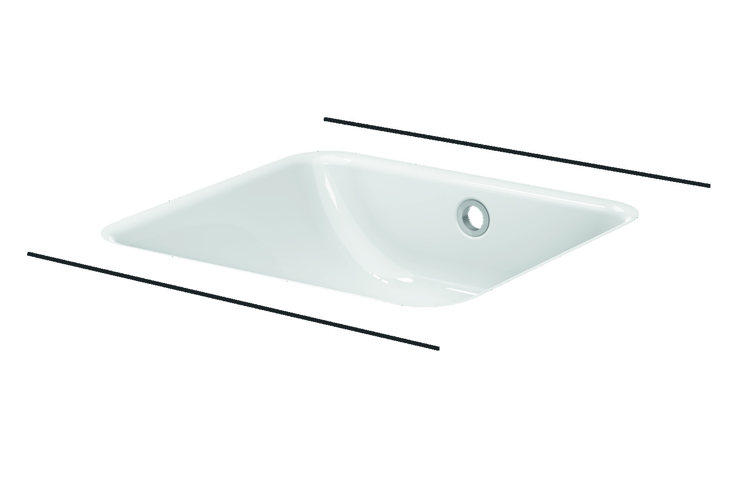 BetteOne Unterbau-Waschtisch, ohne Hahnloch, mit Überlauf, A135, 435 x 416 mm, - Bild 1 von 10