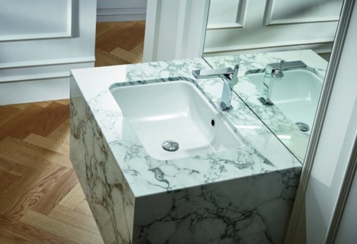 BetteOne Unterbau-Waschtisch, ohne Hahnloch, mit Überlauf, A135, 435 x 416 mm, - Bild 3 von 10