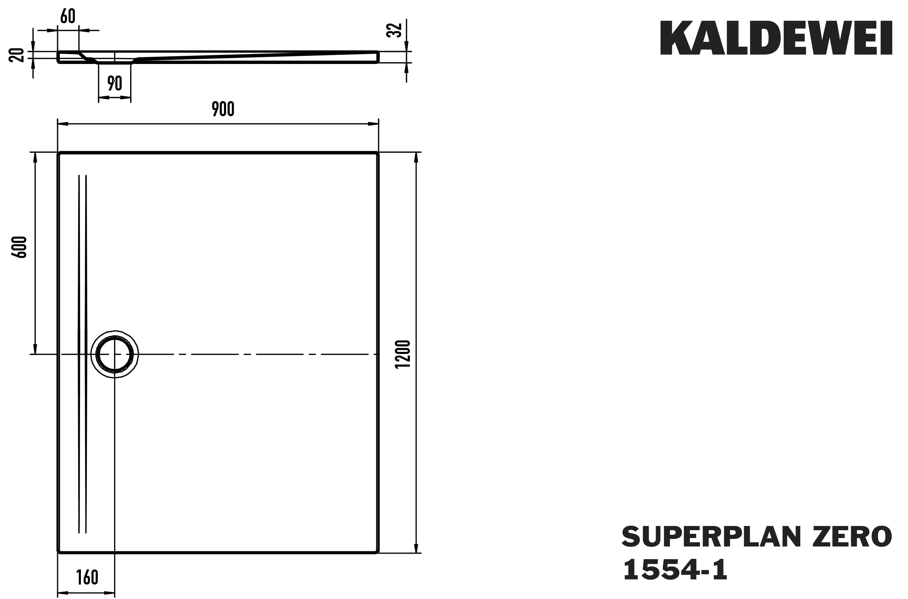 Kaldewei SUPERPLAN ZERO 1554-1, piatto doccia, 120 x 90 cm, 355400010001, col... - Foto 4 di 10
