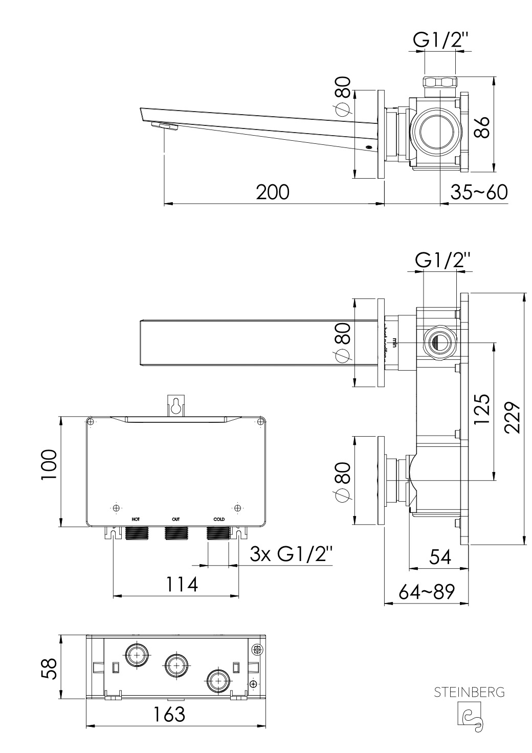 Steinberg Serie 260 Wand-Waschtischmischer, vollelektronische Mengen- und - Bild 8 von 9
