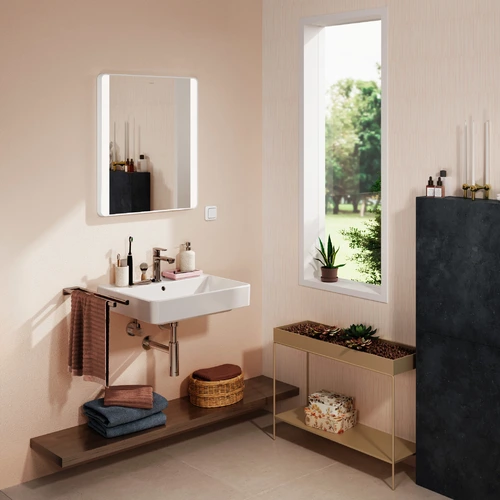 Hansgrohe Xarita Lite Q specchio, illuminazione LED laterale, 600x30x700mm,  interruttore a parete