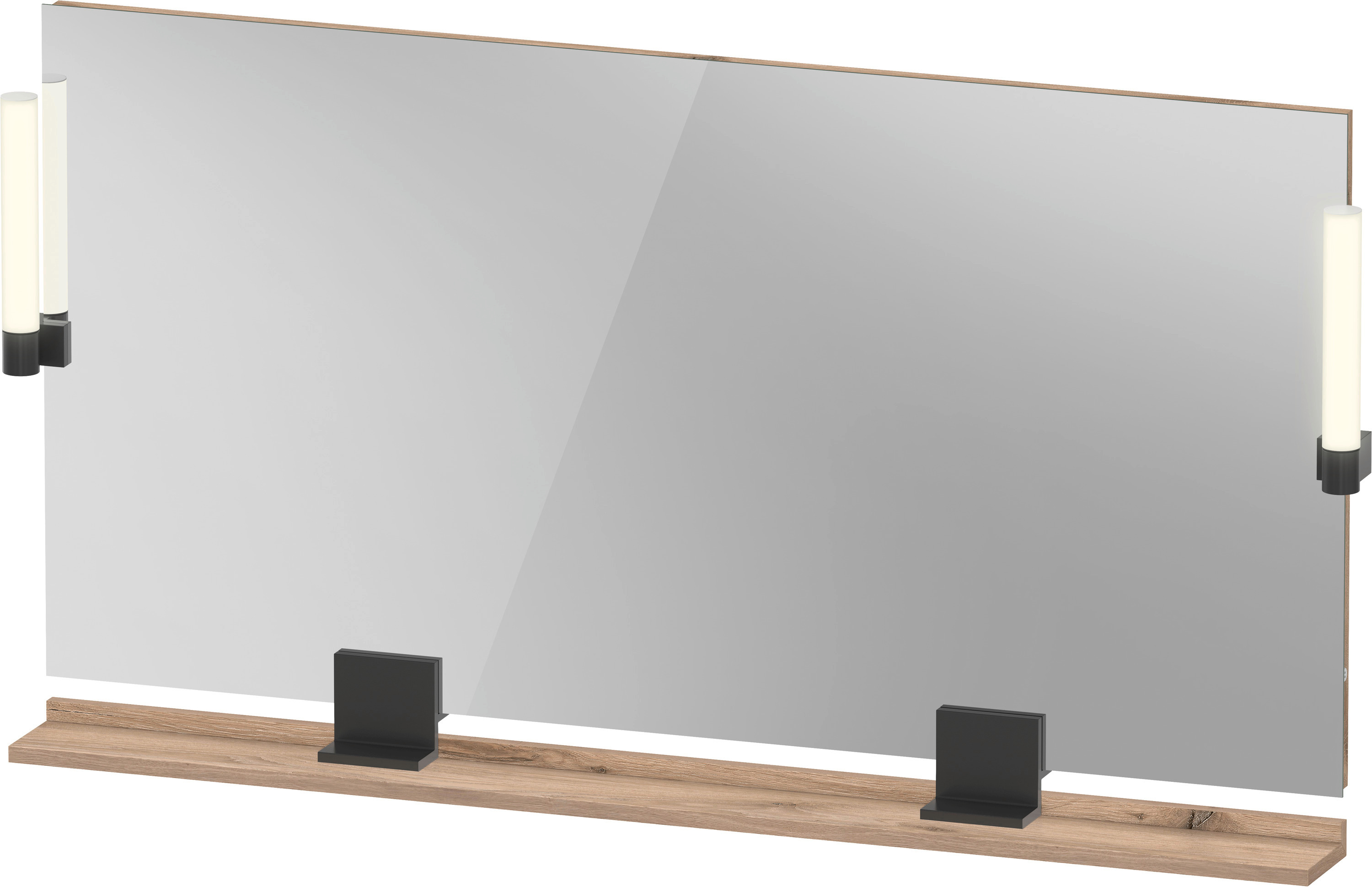 Duravit Sivida Spiegel, Diamantschwarz Matt, 1330X36X650Mm, Aufsatzleuchte,